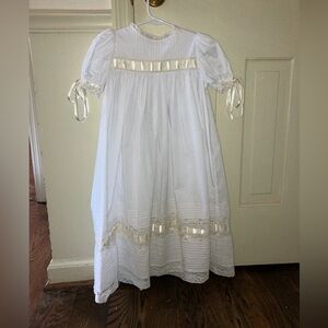 Vintage Christening Dress White And Offwhite Size 5 With Slip